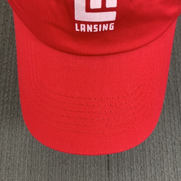 Lansing Baseball Hat Unisex OSFA Red Adjustable Strapback Hit Wear - Picture 4 of 13